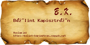 Bálint Kapisztrán névjegykártya