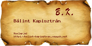 Bálint Kapisztrán névjegykártya